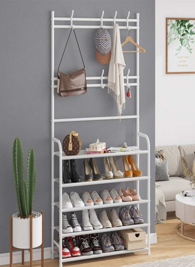 fashionhome 5-Tier Stainless Steel Coat And Shoes Rack - Image 1