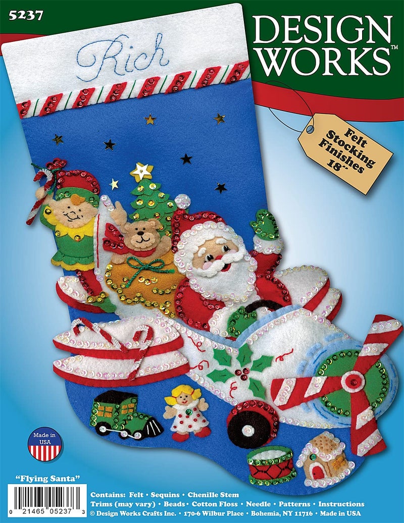 Tobin Flying Santa Stocking Felt Applique Kit, 18-Inch Long (DW5237) - Image 2