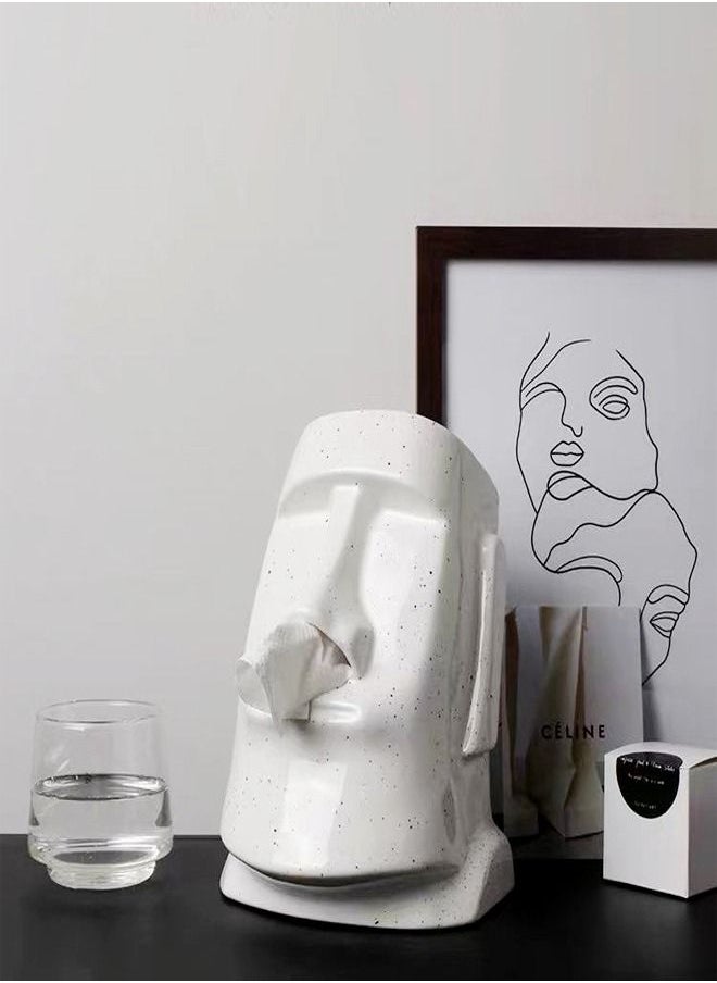 fashionhome صندوق مناديل على شكل تمثال حجري مزخرف بتصميم بسيط وشخصي لطاولة القهوة في غرفة المعيشة  - Image 2