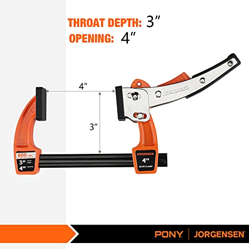 Jorgensen 4-inch Bar Clamp Set, Bar Clamp for Woodworking, Quick Release Gear Clamp with 600 lbs Load Limit - 2 Pack - Image 2