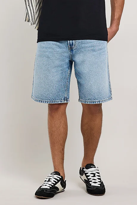 أر أند بي Washed Denim Shorts with Button Closure