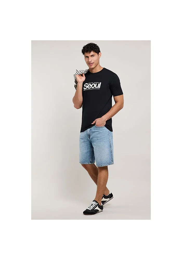 أر أند بي Washed Denim Shorts with Button Closure
