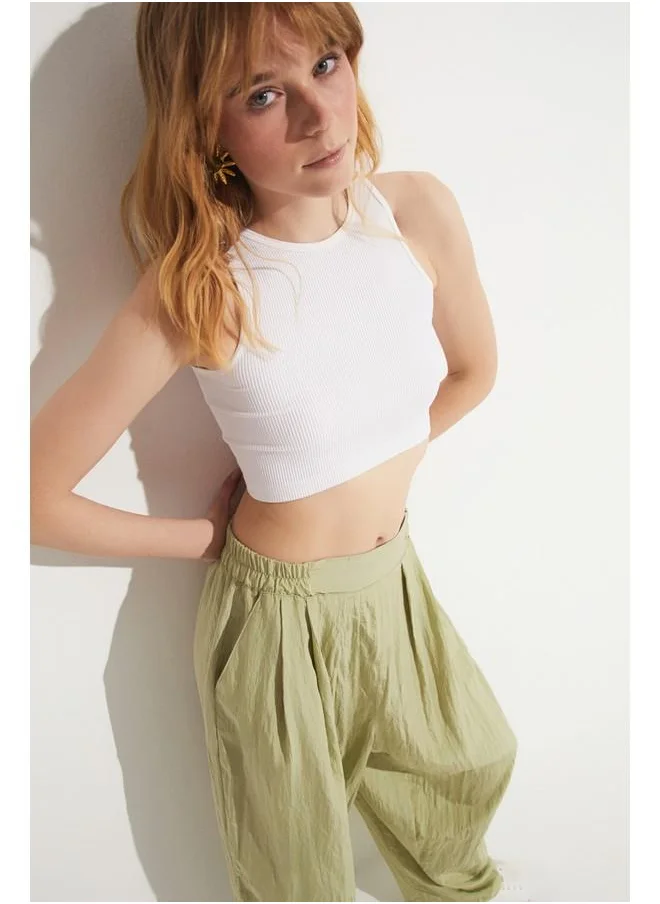 جون June Elastic Waist Trouser Light Green