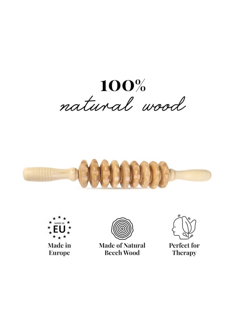 KADRAMA Wood Therapy Roller Massage Tools, Lymphatic Drainage Massager, Wooden Massage & Muscle Roller Stick, Handheld Cellulite Trigger Point Manual Muscle Release Roller Massager - Image 2