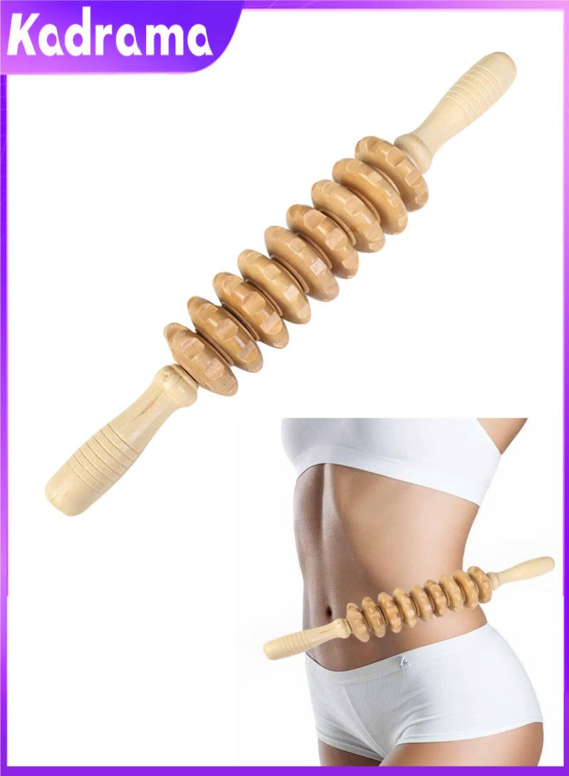 KADRAMA Wood Therapy Roller Massage Tools, Lymphatic Drainage Massager, Wooden Massage & Muscle Roller Stick, Handheld Cellulite Trigger Point Manual Muscle Release Roller Massager - Image 1