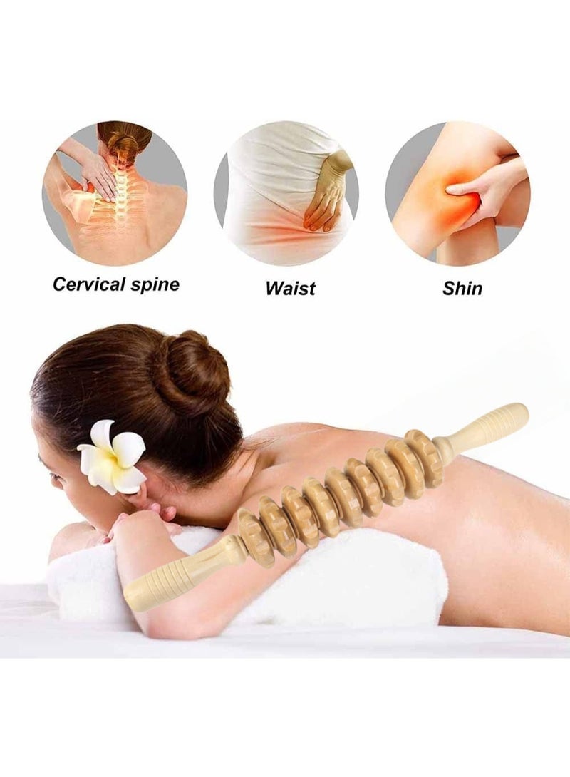KADRAMA Wood Therapy Roller Massage Tools, Lymphatic Drainage Massager, Wooden Massage & Muscle Roller Stick, Handheld Cellulite Trigger Point Manual Muscle Release Roller Massager - Image 4