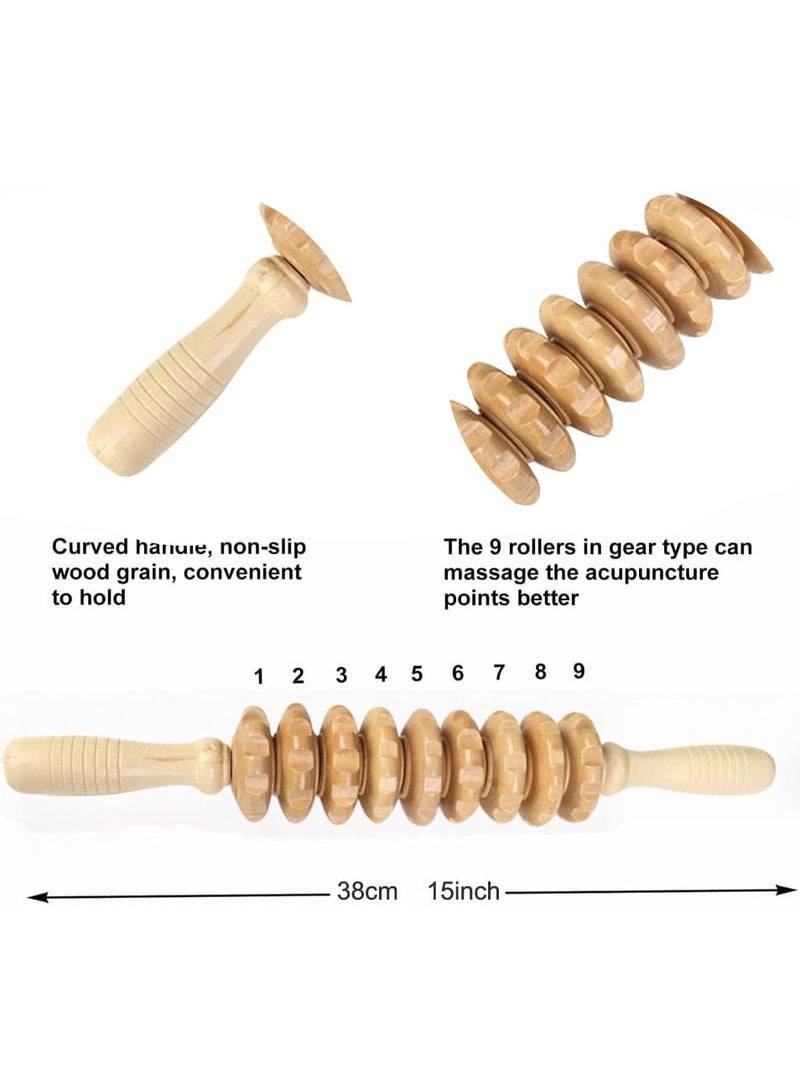 KADRAMA Wood Therapy Roller Massage Tools, Lymphatic Drainage Massager, Wooden Massage & Muscle Roller Stick, Handheld Cellulite Trigger Point Manual Muscle Release Roller Massager - Image 5