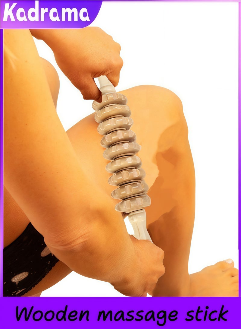KADRAMA Wood Therapy Roller Massage Tools, Lymphatic Drainage Massager, Wooden Massage & Muscle Roller Stick, Handheld Cellulite Trigger Point Manual Muscle Release Roller Massager - Image 3