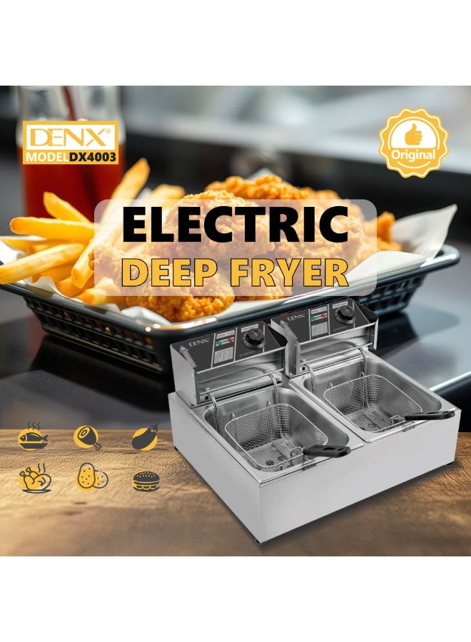 DENX dx4003 Electric Deep Fryer 6L – Stainless Steel – 2500W - Image 2