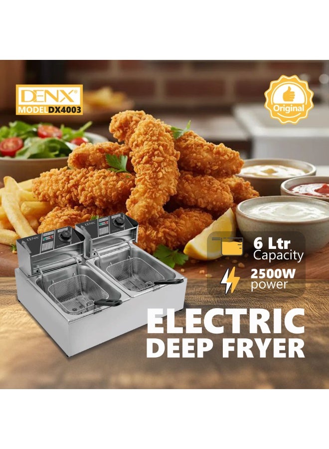 DENX dx4003 Electric Deep Fryer 6L – Stainless Steel – 2500W - Image 4