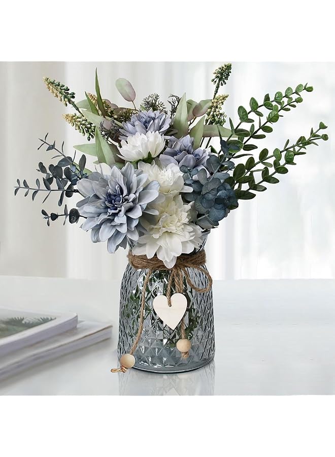 The Bros Fake Flowers with Vase,Glass Vase,Faux Flower Arrangement with Vase,Modern Home Decor, Vases for Decor,Pampas Grass Vase,Suitable for Home Office Decoration, Dining Table Centerpiece (Number 1) - Image 1