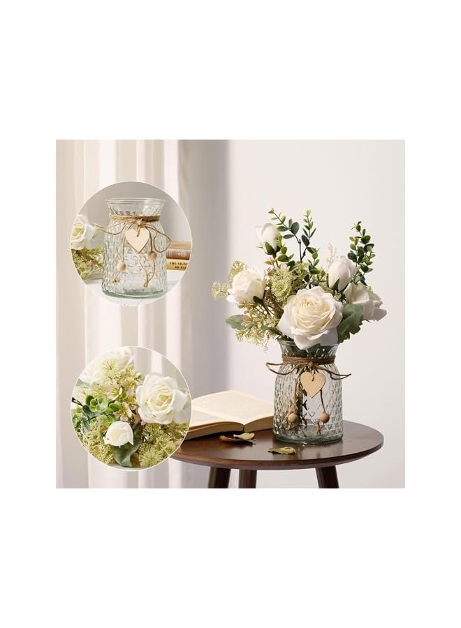 The Bros Fake Flowers with Vase,Glass Vase,Faux Flower Arrangement with Vase,Modern Home Decor, Vases for Decor,Pampas Grass Vase,Suitable for Home Office Decoration, Dining Table Centerpiece (Number 1) - Image 2