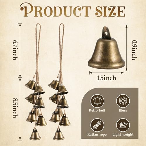 Ausicfen 2 Pack Witch Bells Protection for Door Knob Outdoor Bells Hanging Wind Chimes Witchy Things Clear Negative Energy Witch Bells Set Wiccan Bell Witchy Gifts(Classic) - Image 2
