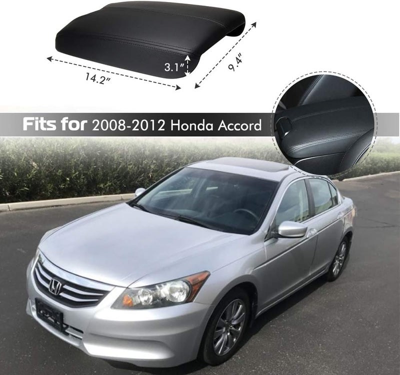 A ABIGAIL Center Console Armrest Cover for 2008 2009 2010 2011 2012 Honda Accord Auto Leather Suture Console Lid Cover Replacement (Black) General need oriented design - Image 5