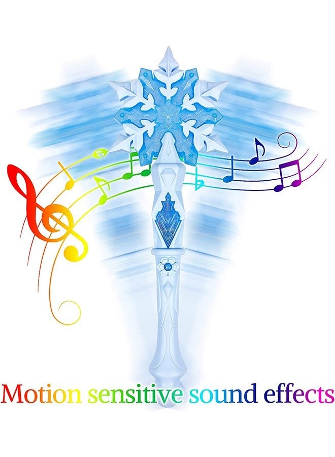 Light Up Frozen Magic Wand with Light Music Sound, 3D Texture Star Flash Stick Spinner Wands Magic Toy, Girls Princess Party Accessories(Blue) - Image 4