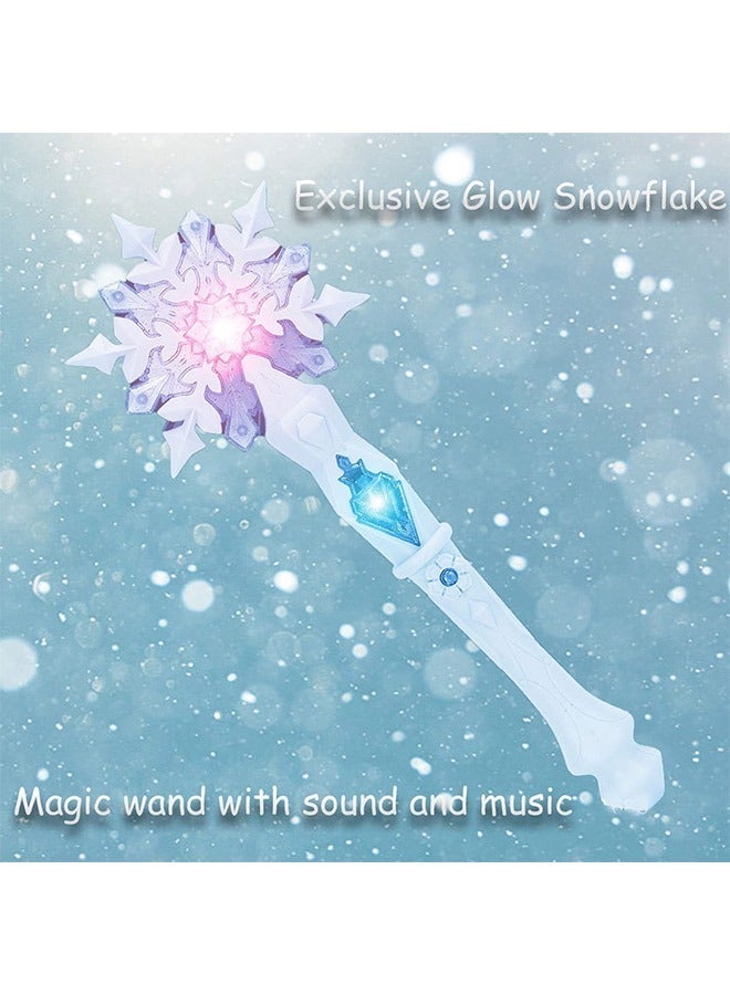 Light Up Frozen Magic Wand with Light Music Sound, 3D Texture Star Flash Stick Spinner Wands Magic Toy, Girls Princess Party Accessories(Blue) - Image 3