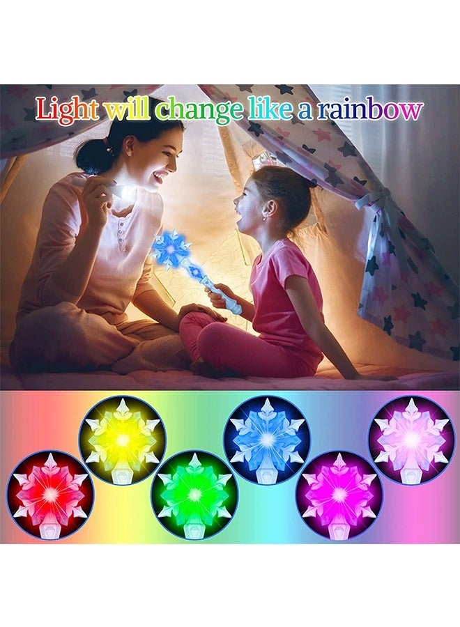 Light Up Frozen Magic Wand with Light Music Sound, 3D Texture Star Flash Stick Spinner Wands Magic Toy, Girls Princess Party Accessories(Blue) - Image 5