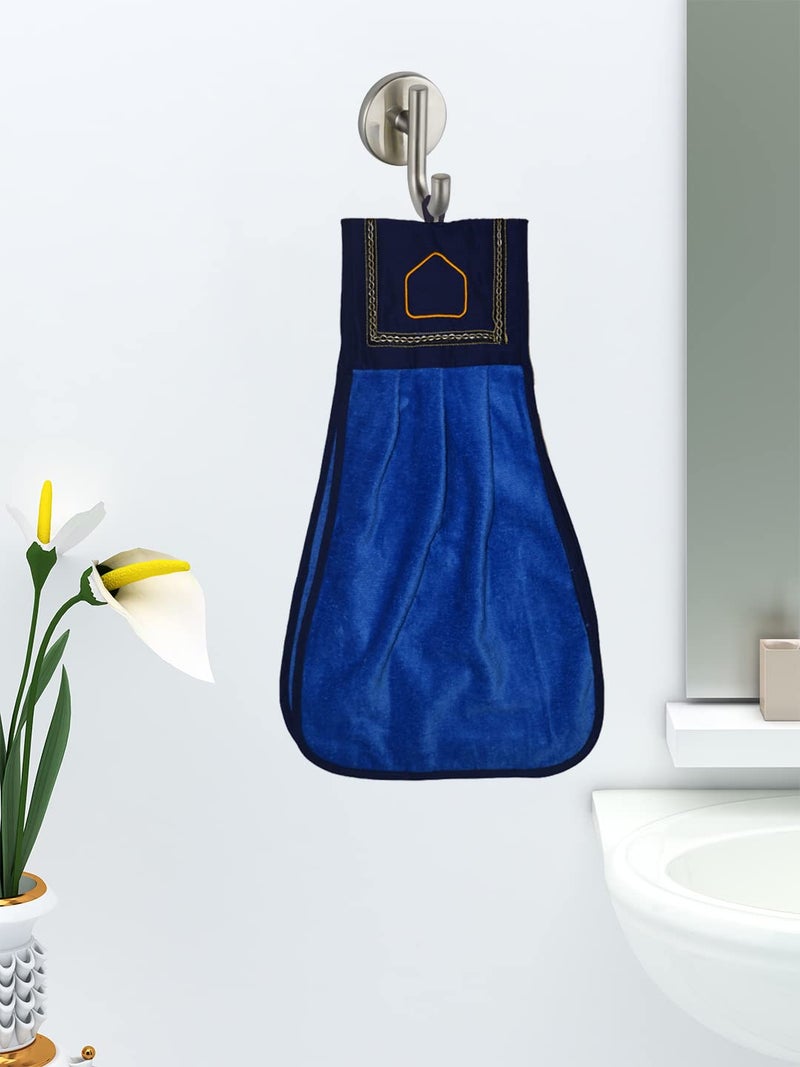 Athom Trendz Loop Hanging Cotton Washbasin Napkin/Hand Towel for Kitchen and Bathroom 28x45 cm Pack of 4(F-C4) - Image 2