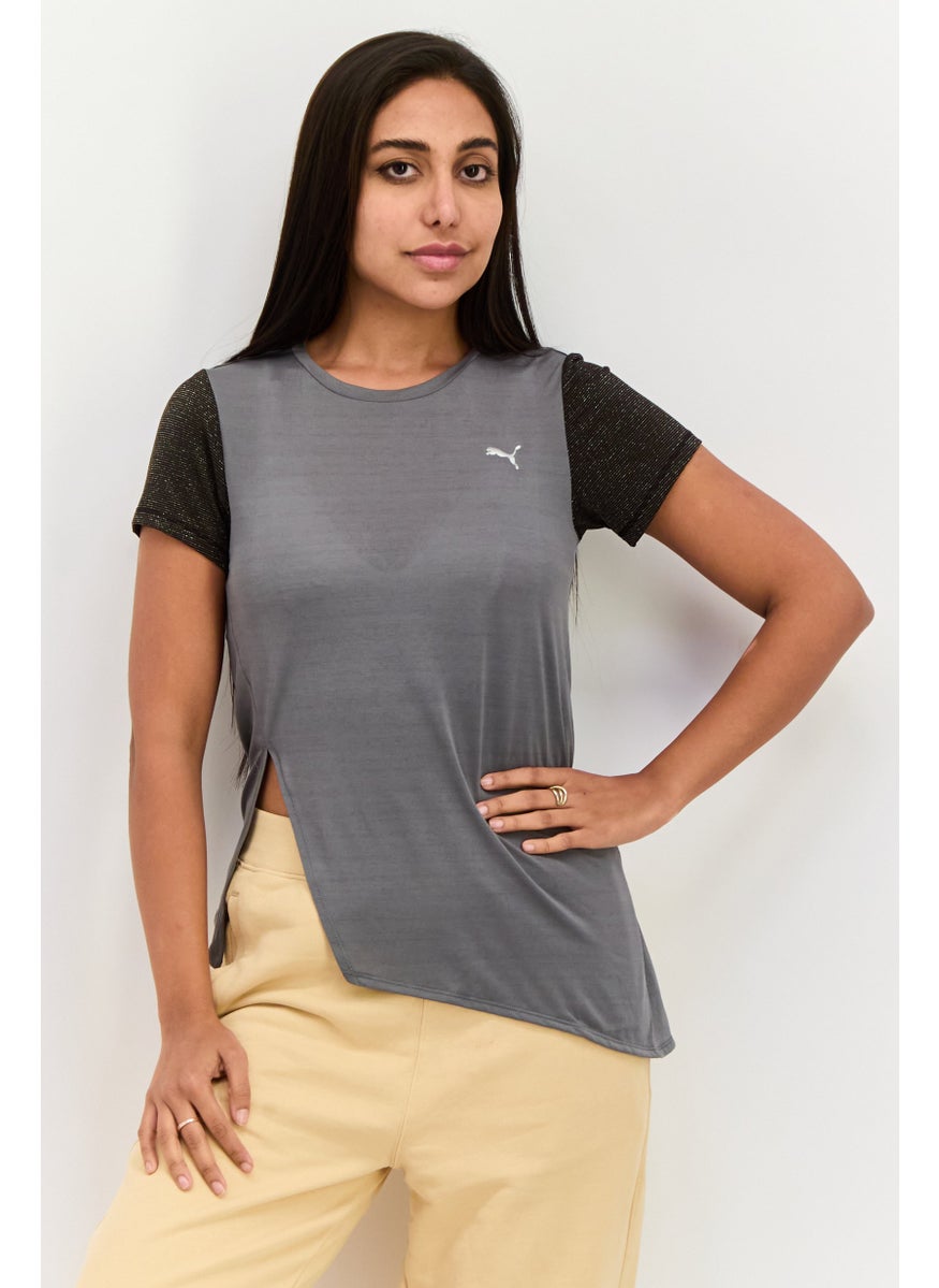 PUMA Women Sportswear Fit Short Sleeves Training Top, Grey  - Image 1