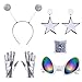yeabwps 5 Pcs Alien Costume with Antenna Headband Glasses Silver Gloves Earring Face Glitter for Cosplay Space Theme Halloween Costume Party - Image 3