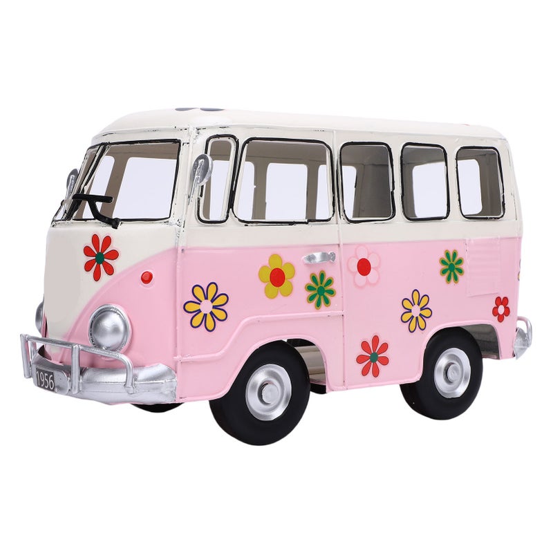 Tissue Box Holder Vintage Creative Bus Shape Iron Tissue Box Cover for Decoration Desktop Ornament Roseate - Image 5