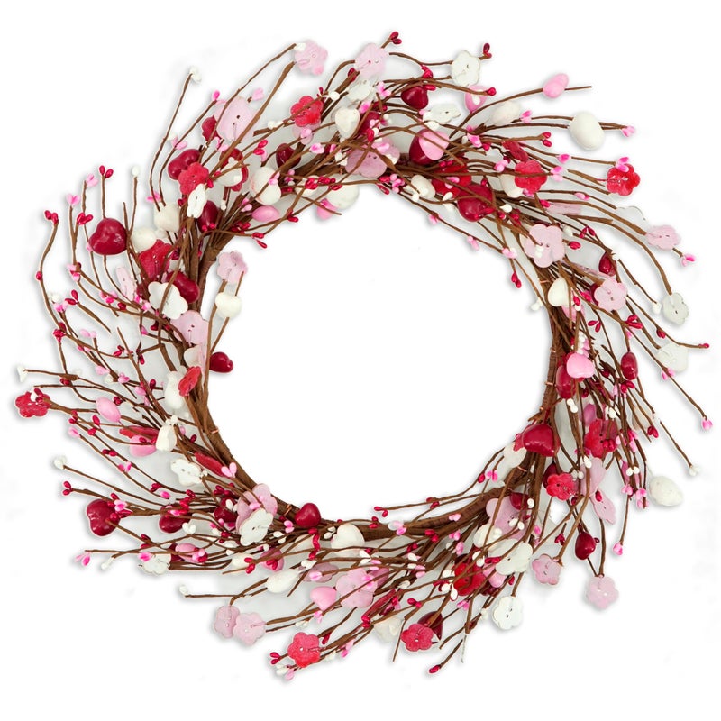 WreathDream إكليل عيد الحب من WreathDream مع التوت، مناسب للباب الأمامي، للاستخدام الداخلي والخارجي، حفلات الزفاف، ذكرى الزواج، ديكور المنزل، الجدران، النوافذ، والمناسبات الاحتفالية - Image 1