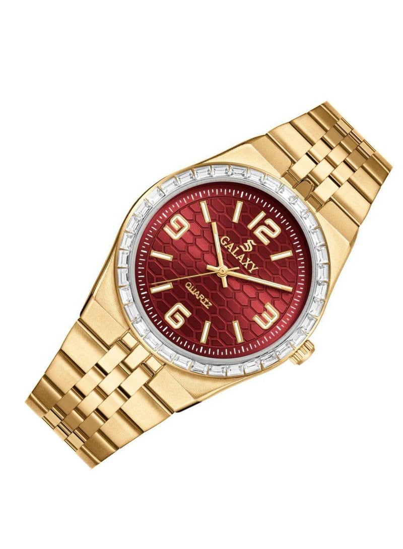 جالاكسي ساعة جالكسي GS-2398 للجنسين، ساعة معصم تناظرية، هيكل من الفولاذ المقاوم للصدأ، تصميم كلاسيكي أنيق، ساعة للارتداء اليومي - Image 2