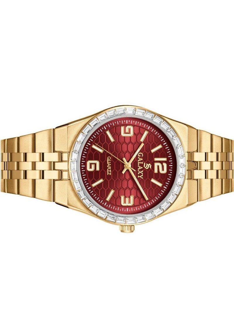 جالاكسي ساعة جالكسي GS-2398 للجنسين، ساعة معصم تناظرية، هيكل من الفولاذ المقاوم للصدأ، تصميم كلاسيكي أنيق، ساعة للارتداء اليومي - Image 3