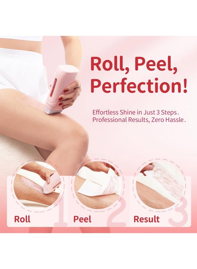 Waxfans Wax Roller,Roll on Wax Kit,99% Hair Removal Rate,Roll on Wax for Larger Areas of the Body.Home Waxing Kit for Women,Soft Wax kit for sensitive Skin (pink) - Image 2