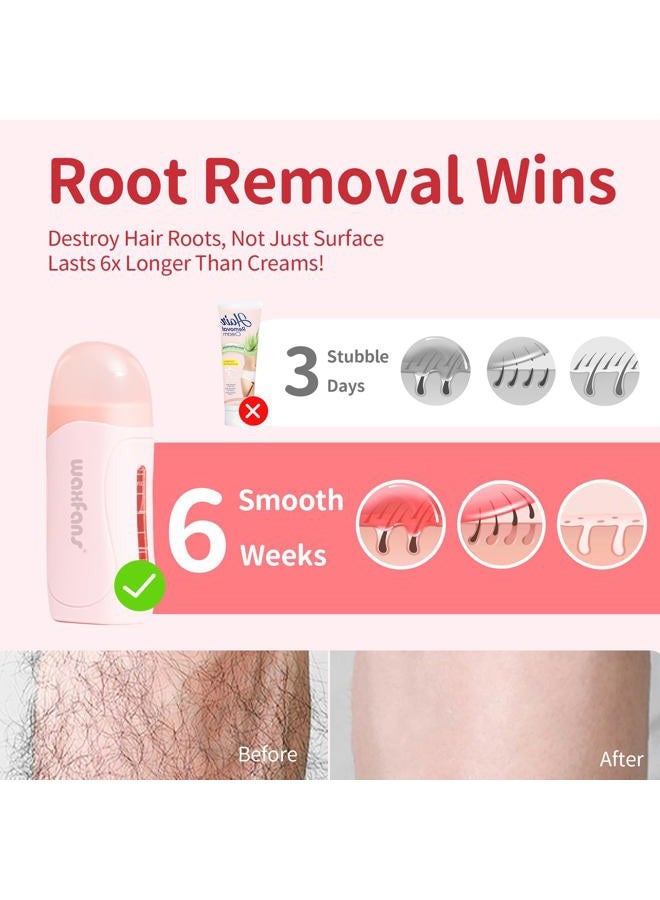 Waxfans Wax Roller,Roll on Wax Kit,99% Hair Removal Rate,Roll on Wax for Larger Areas of the Body.Home Waxing Kit for Women,Soft Wax kit for sensitive Skin (pink) - Image 4