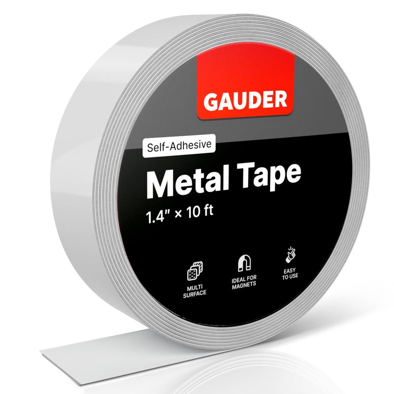 GAUDER Self-Adhesive Metal Tape | Thin Metal Strips for Magnets, Tonies® Figures & Shelves | Ferrous Tape (10 ft) - Image 1
