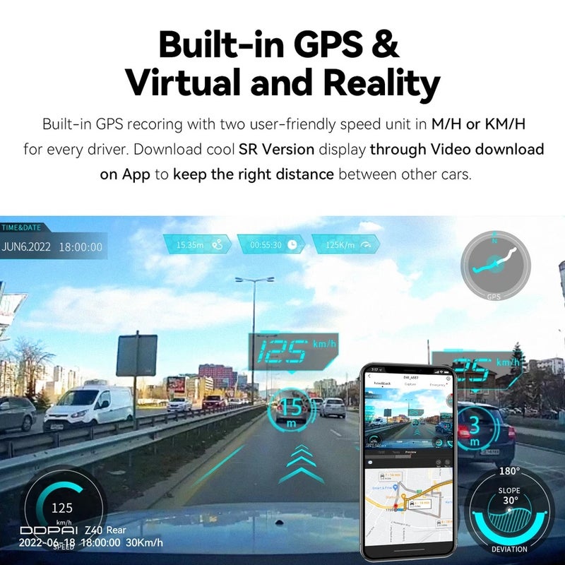 دي دي باي ملحقات كاميرا Ddpai Z40 Dash Cam Car Camera Recorder Sony IMX335 1944P HD Video GPS Tracking 360 Rotation Wifi DVR 24H Parking Protector - Image 5