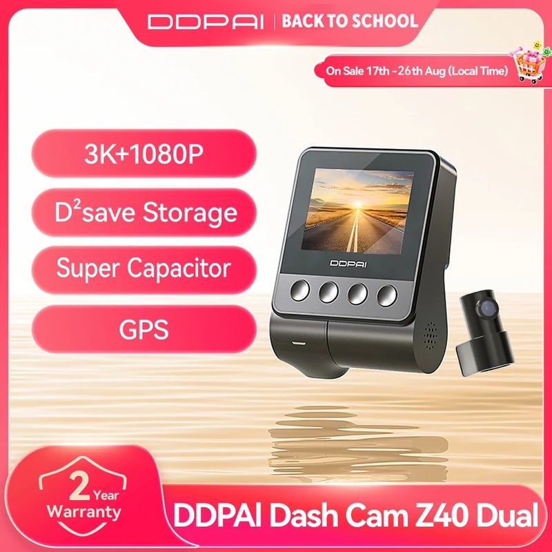 دي دي باي ملحقات كاميرا Ddpai Z40 Dash Cam Car Camera Recorder Sony IMX335 1944P HD Video GPS Tracking 360 Rotation Wifi DVR 24H Parking Protector - Image 1