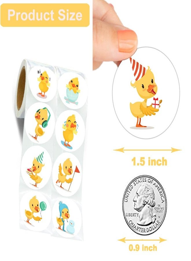 Hohamn 600 Pcs Duck Stickers for Kids 1.5 Inch 16 Styles 2 Roll Cute Funny Yellow Duck Stickers Roll for Kids Birthday Party School Reward Giveaways Waterbottle Scrapbook Decor - Image 3