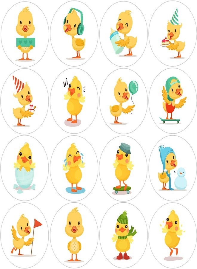 Hohamn 600 Pcs Duck Stickers for Kids 1.5 Inch 16 Styles 2 Roll Cute Funny Yellow Duck Stickers Roll for Kids Birthday Party School Reward Giveaways Waterbottle Scrapbook Decor - Image 1