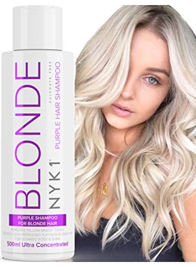 NYK1 500ml Purple Shampoo For Blonde Grey Hair SULFATE FREE For Brassy Hair - Image 1