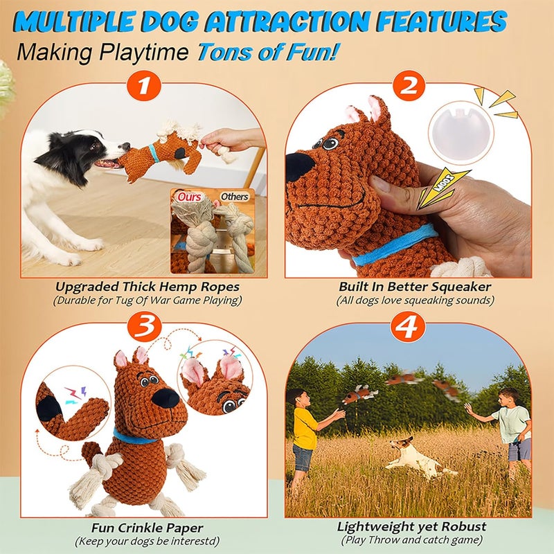 Plush Squeaky Dog Toy with Crinkle Paper - Interactive Chew Toy for Puppies and Large Breeds - Image 2
