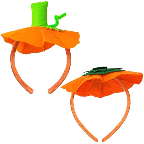 YAXAMING 2 Pcs Halloween Pumpkin Headband Green Leaf Pumpkin Hair Hoops Orange Pumpkin Headpiece Hairband Hair Bands Women Christmas Xmas Holiday Festival Parade Cosplay Dress Up Birthday Party Accessories - Image 1