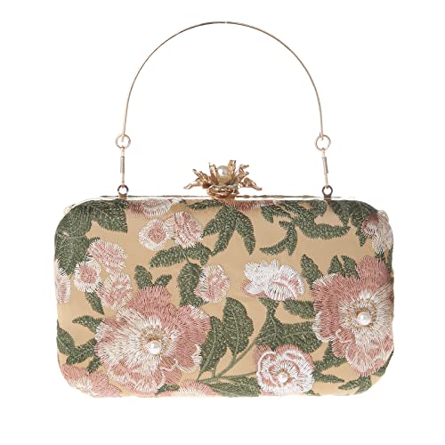 DA BODAN Womens Vintage Floral Beaded Sequin Tiny Clutch Embroidery Crossbody Evening Handbags for Wedding Party Prom (Green) - Image 1