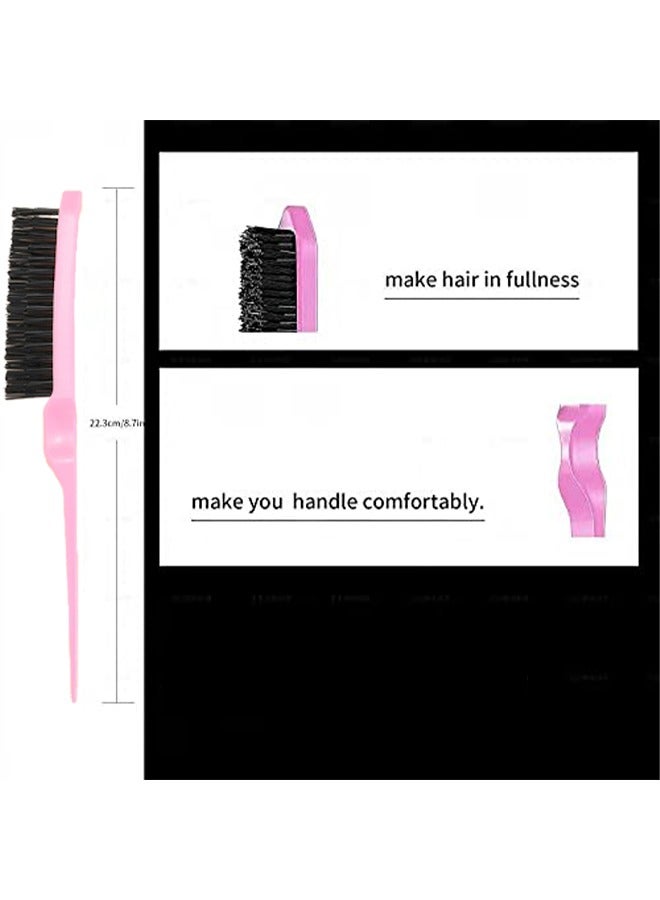 تِلْسِل 3 مشط قطع للتقليب، تنظيف الحواف والظهر -مشط ذيل الجرذان وتمشيط الحواف لتصفيف شعر النساء (وردي) - Image 2