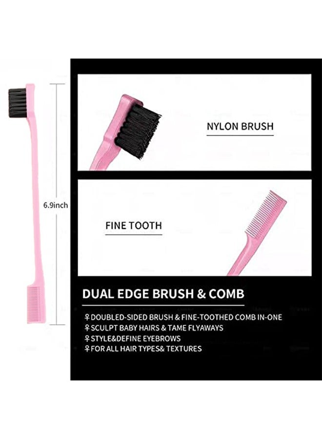 تِلْسِل 3 مشط قطع للتقليب، تنظيف الحواف والظهر -مشط ذيل الجرذان وتمشيط الحواف لتصفيف شعر النساء (وردي) - Image 3