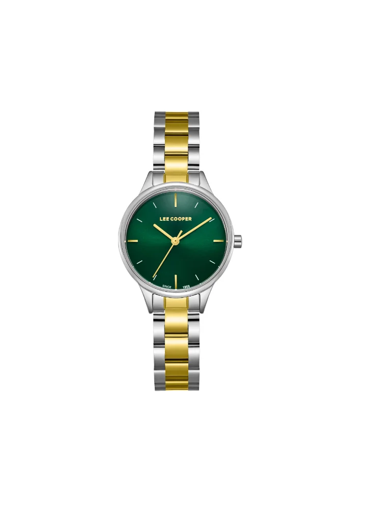لي كوبر Lee Cooper LC08080.270 Women's Analog Display Watch & Metal Strap Silver/Gold