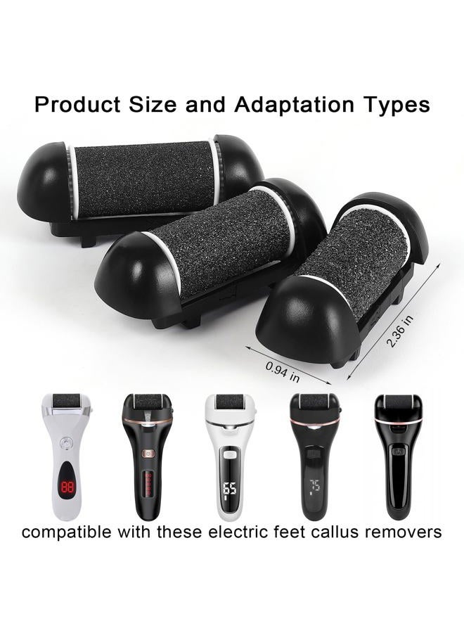 JOLYEAK 6pcs Replacement Roller Refill Heads for Electric Callus Remover,Feet Pedicure Kit Refill Rollers, 2 Extra Coarse, 2 Regular Coarse, 2 Fine Coarse Refill Rollers (Black) - Image 2