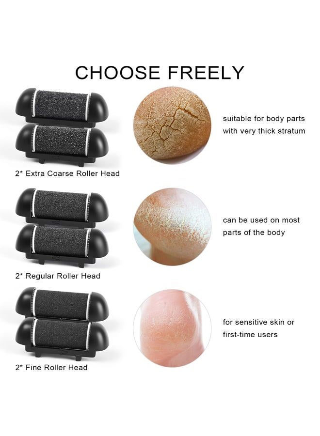 JOLYEAK 6pcs Replacement Roller Refill Heads for Electric Callus Remover,Feet Pedicure Kit Refill Rollers, 2 Extra Coarse, 2 Regular Coarse, 2 Fine Coarse Refill Rollers (Black) - Image 5