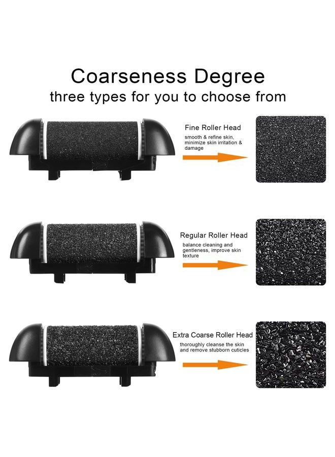 JOLYEAK 6pcs Replacement Roller Refill Heads for Electric Callus Remover,Feet Pedicure Kit Refill Rollers, 2 Extra Coarse, 2 Regular Coarse, 2 Fine Coarse Refill Rollers (Black) - Image 3