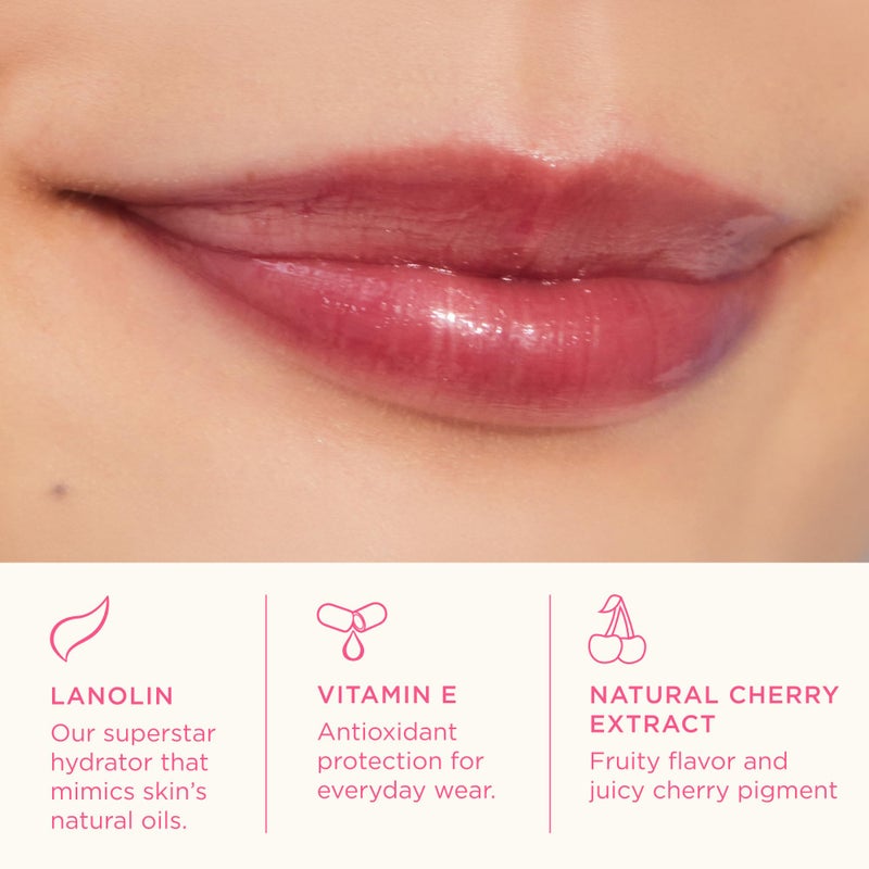 Lanolips Fruity Jellybalm - Tinted Lip Balm to Deepen, Brighten & Enhance - Moisturizing Lanolin Lip Balm & Jelly Lip Gloss - Everyday Lip Makeup - Cherry (10g / 0.35oz) - Image 3