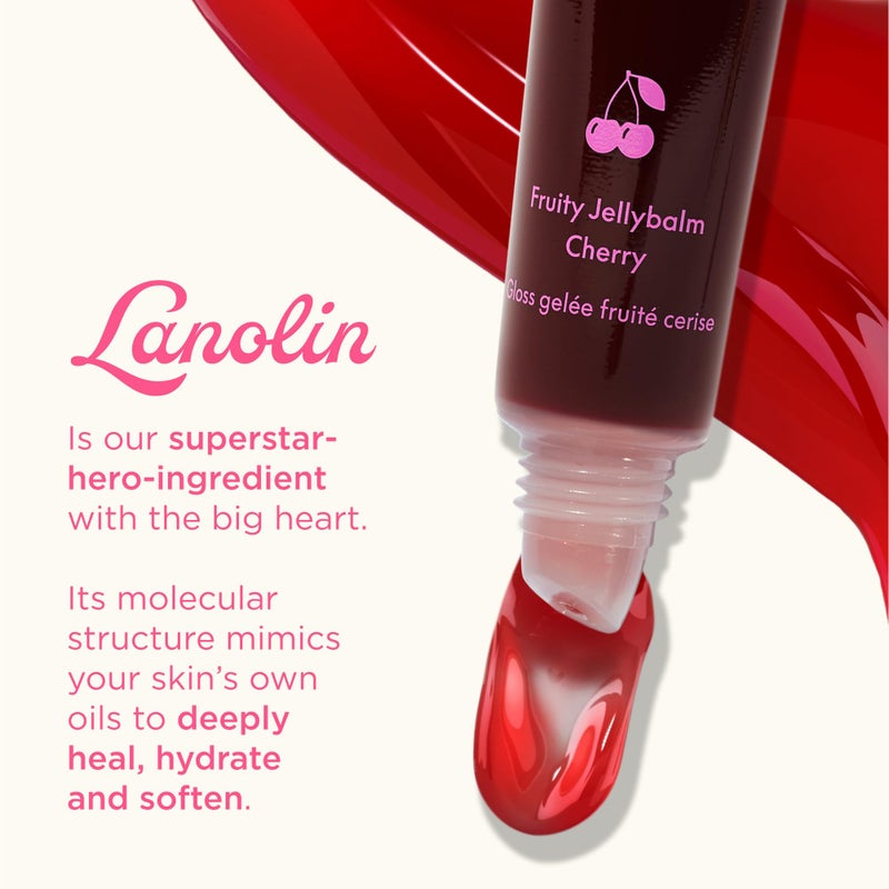 Lanolips Fruity Jellybalm - Tinted Lip Balm to Deepen, Brighten & Enhance - Moisturizing Lanolin Lip Balm & Jelly Lip Gloss - Everyday Lip Makeup - Cherry (10g / 0.35oz) - Image 4