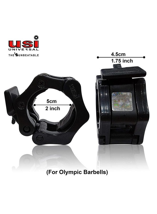 USI Universal 733LJ Olympic Bar Collar Plastic Rod Locks, Barbell Clip Pair for 50mm Barbells, Plastic Classic Barbell Locks For Olympic Weight Lifting Barbells (Black) - Image 2