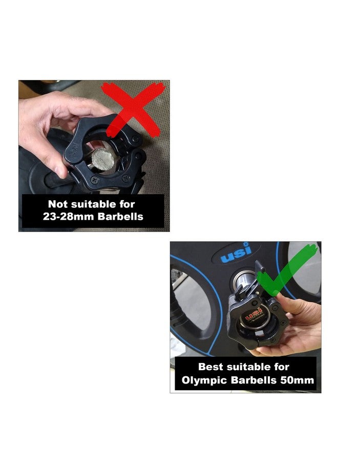 USI Universal 733LJ Olympic Bar Collar Plastic Rod Locks, Barbell Clip Pair for 50mm Barbells, Plastic Classic Barbell Locks For Olympic Weight Lifting Barbells (Black) - Image 4
