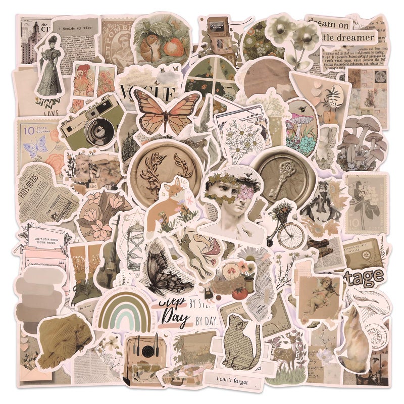 Eoaod 200Pcs Vintage Stickers Aesthetic Scrapbook Stickers for Water Bottle Notebook Junk Journaling Waterproof Vinyl for Kids Teenagers Adults - Image 2